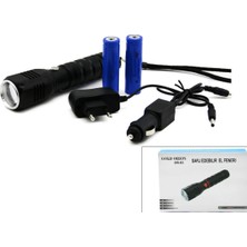 Pileli Store 2ın1 Zoomlu El Feneri - Cob LED Fiş - Çakmak Şarjlı Metal Kasa 17CM 3000 Lumen (4887)