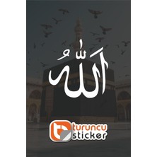 Turuncu Sticker ALLAH Yazısı (Arapça) Sticker Etiket 5x5 cm – Araç – Motor – Laptop - Kask Etiket Sticker