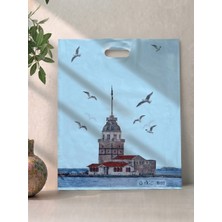 Packtopya Baskılı Mağaza Poşeti - Takviyeli - Kız Kulesi - No3 - 33X45CM - 50 Adet