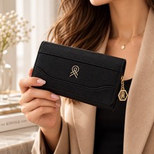RoseBuy Bags Zarif Gold Detaylı Siyah Kadın Cüzdanı – Çok Bölmeli Fermuarlı Tasarım