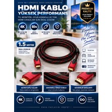1.5 Metre Örgülü HDMI Kablo – 4K Görüntü ve Ses Aktarımı, Dayanıklı Premium Tasarım