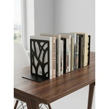 Eyzo Home Ağaç Figürlü Metal Kitap Tutacağı - Siyah Dekoratif Kitap Desteği ve Sta