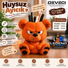Legend 3D Market Huysuz Ayıcık Dekoratif Kalemlik – 3D Baskı Ayı Figürlü Masaüstü Dekor