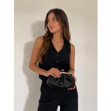 RoseBuy Bags Siyah Retro Burslu Gold Klipsli Kadın El ve Omuz Çantası