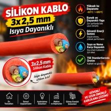 Fimaxi 3x2.5 mm Sımh Silikonlu Kablo - 3 Damarlı 2.5 Mm² Esnek Yüksek Isıya Dayanıklı Silikon Kablo