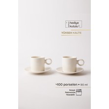 Pure Sade 4 Parça 2 Kişilik Porselen Kahve Fincan Takımı 90 ml