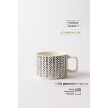 Monochrome Çizgili Porselen Kupa 220 ml