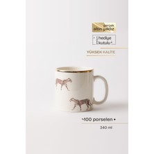 Wild Walk Gerçek Altın Yaldızlı Kaplanlı Porselen Kupa 340 ml