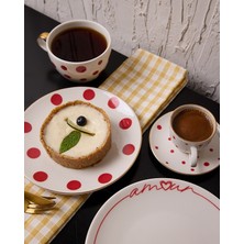Tuse Home Amour Yazılı 4' lü Porselen Pasta Tabağı 20 cm