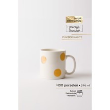 Big Confetti Gold Gerçek Altın Yaldızlı Büyük Puantiyeli Porselen Kupa 340 ml
