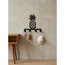 Eyzo Home Ananas Desenli Siyah Metal Duvar Askı Aparatı, Modern Tasarım