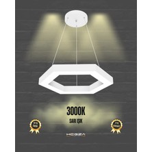 Hegza Lighting Hexagon (Beyaz Kasa, Sarı Işık) Ledli Modern Avize