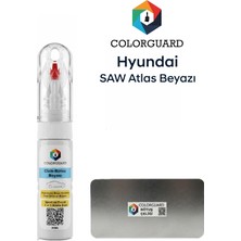 COLORGUARD Hyundai SAW Atlas Beyazı İğneli ve Fırçalı Özel Tasarım Şişe Rötuş Boyası ve Profesyonel Rötuş Çeliği Seti
