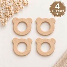 Oxford İplik Ahşap Ayıcık Halka 50MM 4lü Paket