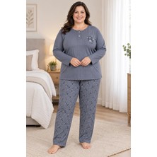 Mutlu City Kadın Orta Yaş ve Üzeri Regular Büyük Beden Pamuk Anne Pijama Takımı 4584