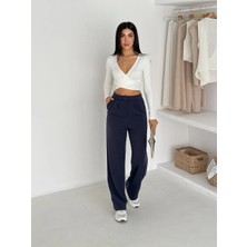 Crep Palazo Pantolon Lacivert