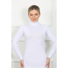 MTM My The Mall Giyim Bayan Uzun Kol Boğazlı Body Beyaz