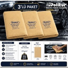 Polikur 3219 Mikrofiber Güderi (Hardal) Süper Lüx Oto Kurulama ve Cam Bezi 50*70CM (3 Adet)