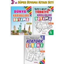 Kesman Kitap Süper 3'lü Eğitici Öğretici Boyama Kitabı Seti (Türkiye Güzellikleri, Dünya Harikaları, Atatürk)