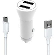 Kahveci Elektronik Store Yetty 12W 2 In 1 Araç Şarj Cihazı +1m Type-C Kablo Beyaz YC-30T (Yerli Üretim)