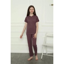 MTM My The Mall Giyim Kız Çocuk Penye Pijama Takım Mürdüm
