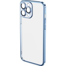 Miscase Iphone 14 Pro Darbe Emici Şeffaf Kenarları Renkli Sert Lazer Lensli Kılıf