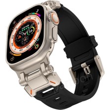 Kahveci Elektronik Store Apple Watch Ultra 1/2/3 49MM ile Uyumlu Titanyum Metal Bağlantı Kitli Silikon Kordon 101