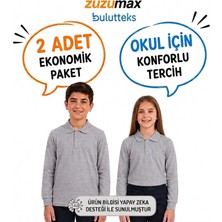 Bulut Teks Okullu 2'li Gri Uzun Kollu Polo Yaka Okul Tişörtü – Çocuk ve Genç Okul Üniforması