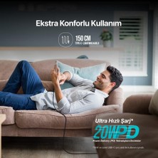 Kahveci Elektronik Store Alumicable Usb-C - Lightning Hızlı Şarj Kablosu 150CM