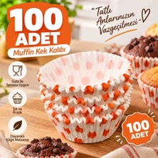 Kea Ev Eşyaları 100 Adet Muffin Kek Kalıbı – Turuncu Desenli Cupcake Kağıdı, Cupcake ve Muffin Kalıbı