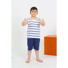 MTM My The Mall Giyim Erkek Çocuk Sıfır Kol Şortlu Beyaz Penye Pijama Takımı