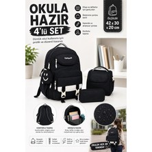 Giyu Shop Gigi Luxe Kız Çocuk Ilkokul Çantası З'lü Set Peluş Detaylı Sırt Çantası Beslenme Çantası Kalemlik