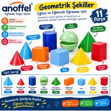 Anoffel Geometrik Şekiller ve Cisimler Seti 1 Paket Matematik Ders Materyali 11 Parça: Prizma,küp,silindir,küre,honi,piramit