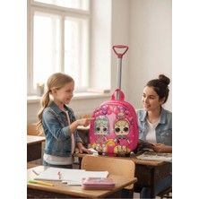 Giyu Shop Gigi Luxe Kız Çocuk Anaokulu Kreş Çekçekli Tekerli 3D Eva Renkli Baskılı Sırt Çantası ve Okul Çantası