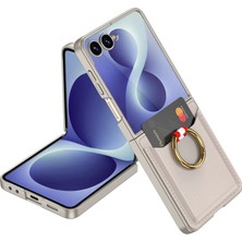 Case 4U Galaxy Z Flip 8  Kıpta Yüzüklü Kartlıklı Kılıf - Titanyum