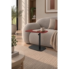 Voi Design Swell Ayarlanabilir Laptop ve Yan Sehpa - 360 Derece Döner Tablalı Koltuk Yan Sehpa, Kiremit - Siyah Metal