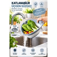 Genchome Homeware 2.8 Lt Katlanabilir Üçgen Süzgeç Sebze Meyve Yıkama Süzgeci Mutfak Kamp Pratik Süzgeç