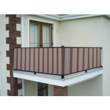 Ceylan Home Balkon Demiri Perdesi Bağcıklı  Kahverengi Ince Çizgili 750 x 80