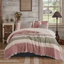 Destiva Home 4 Kat Müslin Çiftkişilik Yatak Örtüsü 220X240 cm %100 Pamuk Çizgili Koltuk Örtüsü Tv Battaniyesi