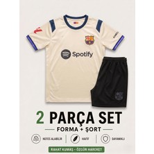 Yensa Barcelona Lamine Yamal Krem Çocuk Futbol Forması 2'li Set Forma - Şort