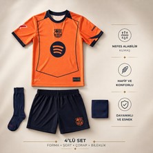 Yensa Barcelona Lamine Yamal Turuncu Çocuk Futbol Forması 4'lü Set Forma - Şort - Çorap - Bileklik