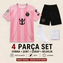 Yensa Inter Miami Messi Yeni Sezon Çocuk Futbol Forması 4'lü Set Forma - Şort - Çorap - Bileklik