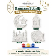 Wesank Objehouse Ramazan Etkinliği 40 Öğrencilik Boyama Seti, 4 Model 40 Figür, Boya ve Fırça