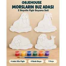 Wesank Objehouse Morsların Buz Adası 2 Boyutlu Boyama Seti, 4 Figür, 6 Renk Boya, 1 Fırça
