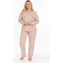 Sleeproom Büyük Beden Mevsimlik Simple Krem Pijama Takımı