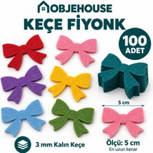 Wesank Objehouse Keçe Fiyonk Süsleme Figürü, 100 Adet, 5 Cm, 3 mm Kalın Keçe