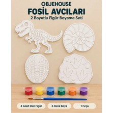 Wesank Objehouse Fosil Avcıları 2 Boyutlu Boyama Seti, 4 Figür, 6 Renk Boya, 1 Fırça