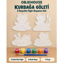 Wesank Objehouse Kurbağa Göleti 2 Boyutlu Boyama Seti, 4 Figür, 6 Renk Boya, 1 Fırça