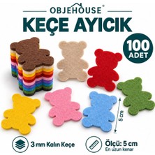 Wesank Objehouse Keçe Ayıcık Süsleme Figürü, 100 Adet, 5 Cm, 3 mm Kalın Keçe