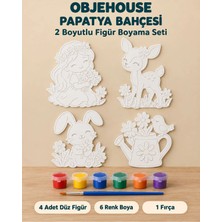 Wesank Objehouse Papatya Bahçesi 2 Boyutlu Boyama Seti, 4 Figür, 6 Renk Boya, 1 Fırça